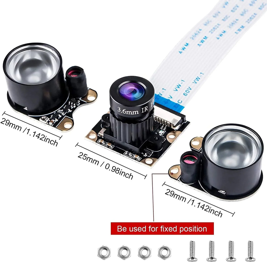Raspberry Pi 4 Camera Night Vision Camera Adjustable-Focus Module 5MP OV5647 Webcam Video 1080p suitable