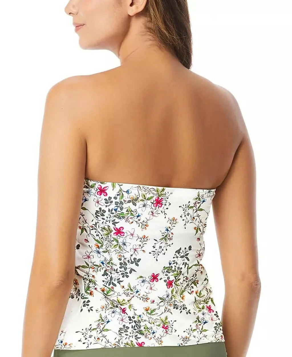Vince Camuto IVORY Draped Bandeau Tankini Swim Top, US Medium