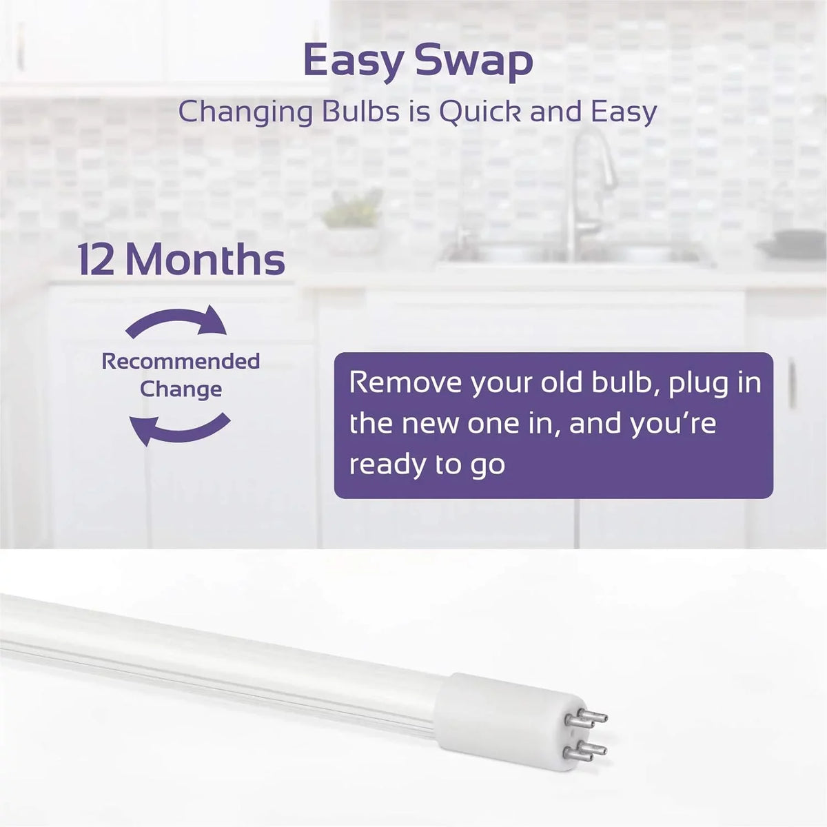 Uvitizer Ultraviolet Bulb UV Light – 10” UV-C Bulb – For Under Sink  Reverse Osmosis UV  Filtration Systems – 1 GPM