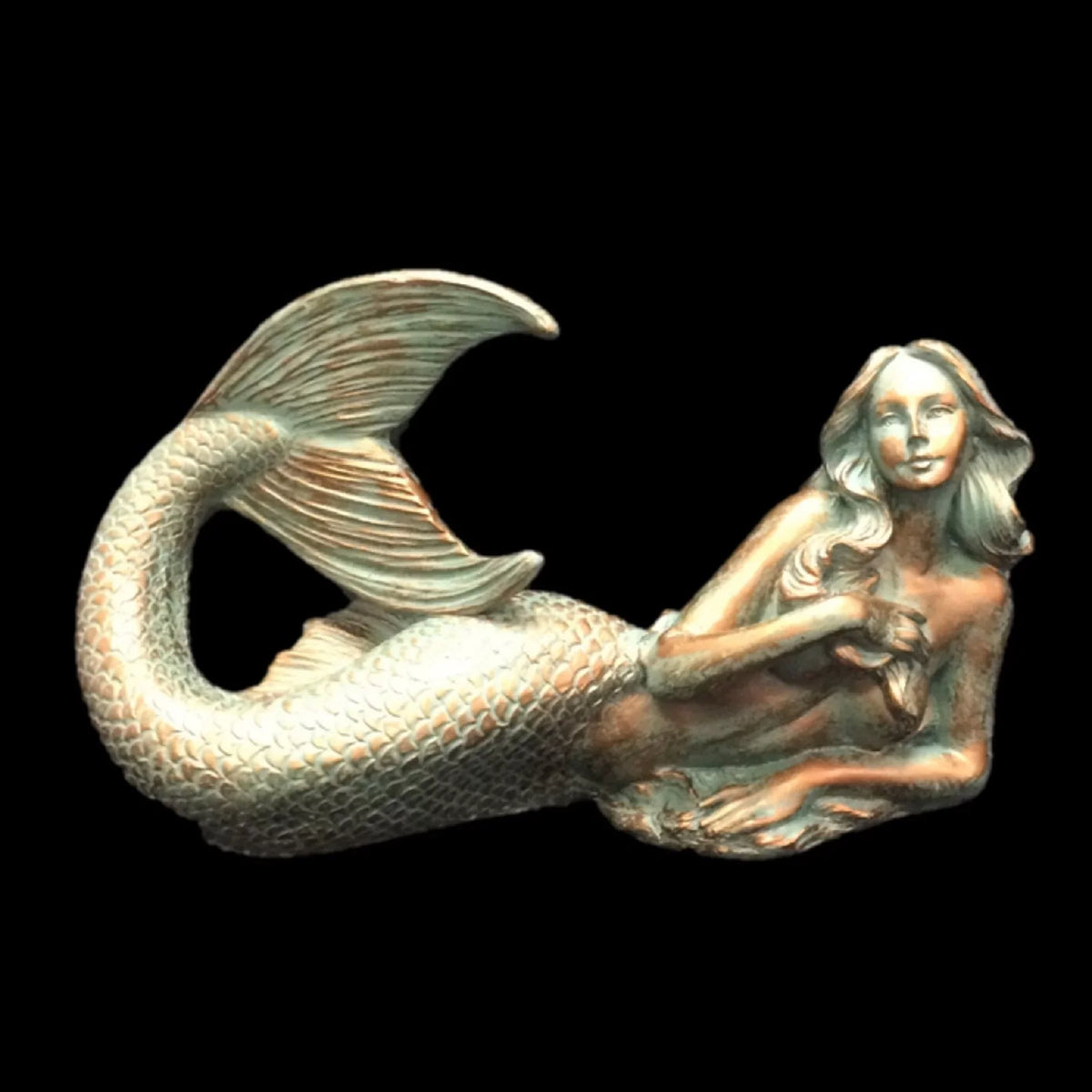 Bronze Patina Sexy Mermaid Nautical Beach Statue. Homestyles 12 in