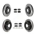 Transit Auto - Front Rear Coated Drilled Slotted Disc Brake Rotors And Semi-Metallic Pads Kit For Mini Cooper KDS-100773