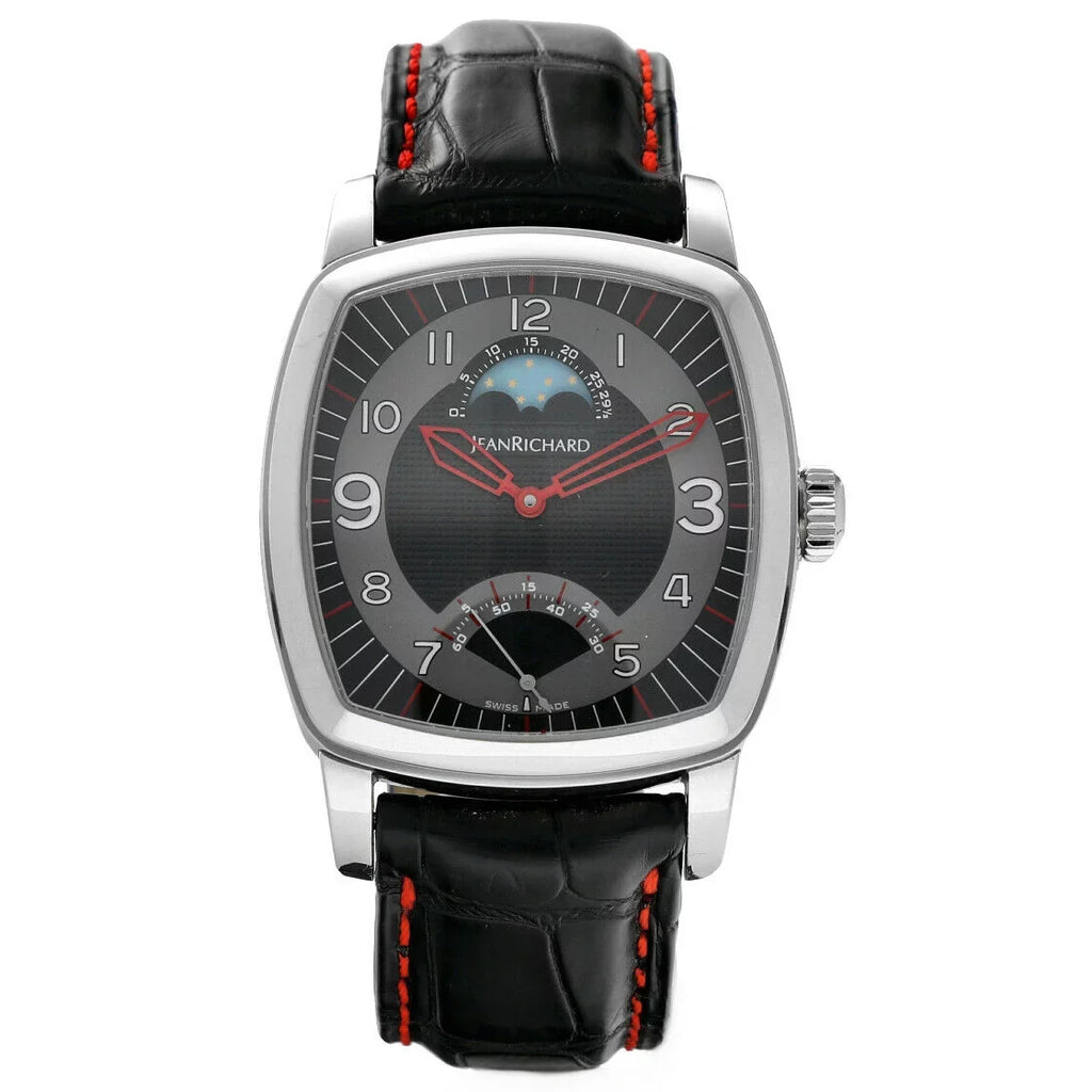 Jean Richard 46016 TV Screen XL Moonphase Steel Leather Automatic Men's Watch