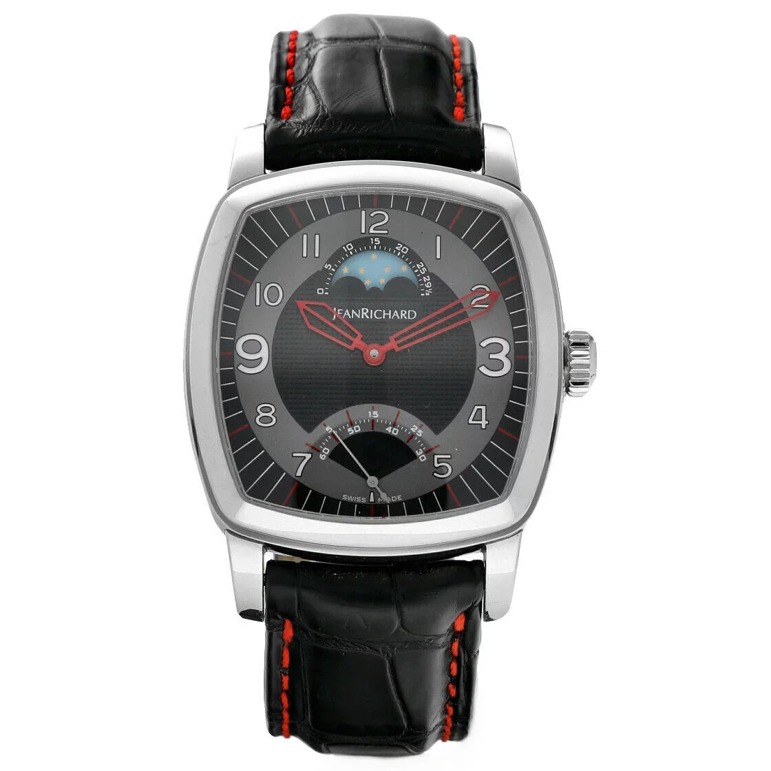 Jean Richard 46016 TV Screen XL Moonphase Steel Leather Automatic Men's Watch