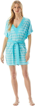 Michael Kors TURQUOSIE V-Neck Belted Tunic protector-up, US Medium/Large