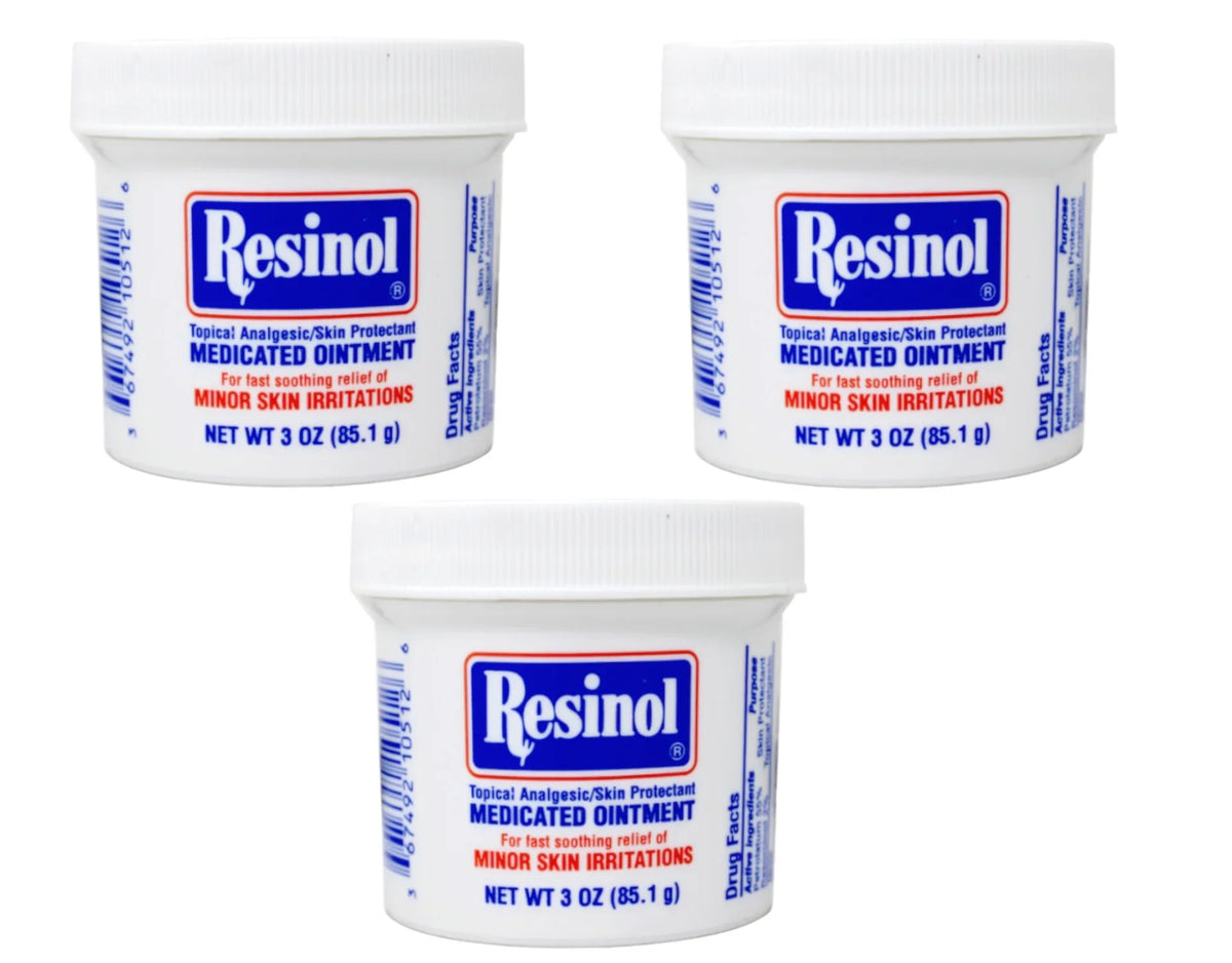 Resinol Medicated Ointment For Itch Relief And Protection Of Skin Rashes and Irritations, 3 Ounce Jar - 3 Pack