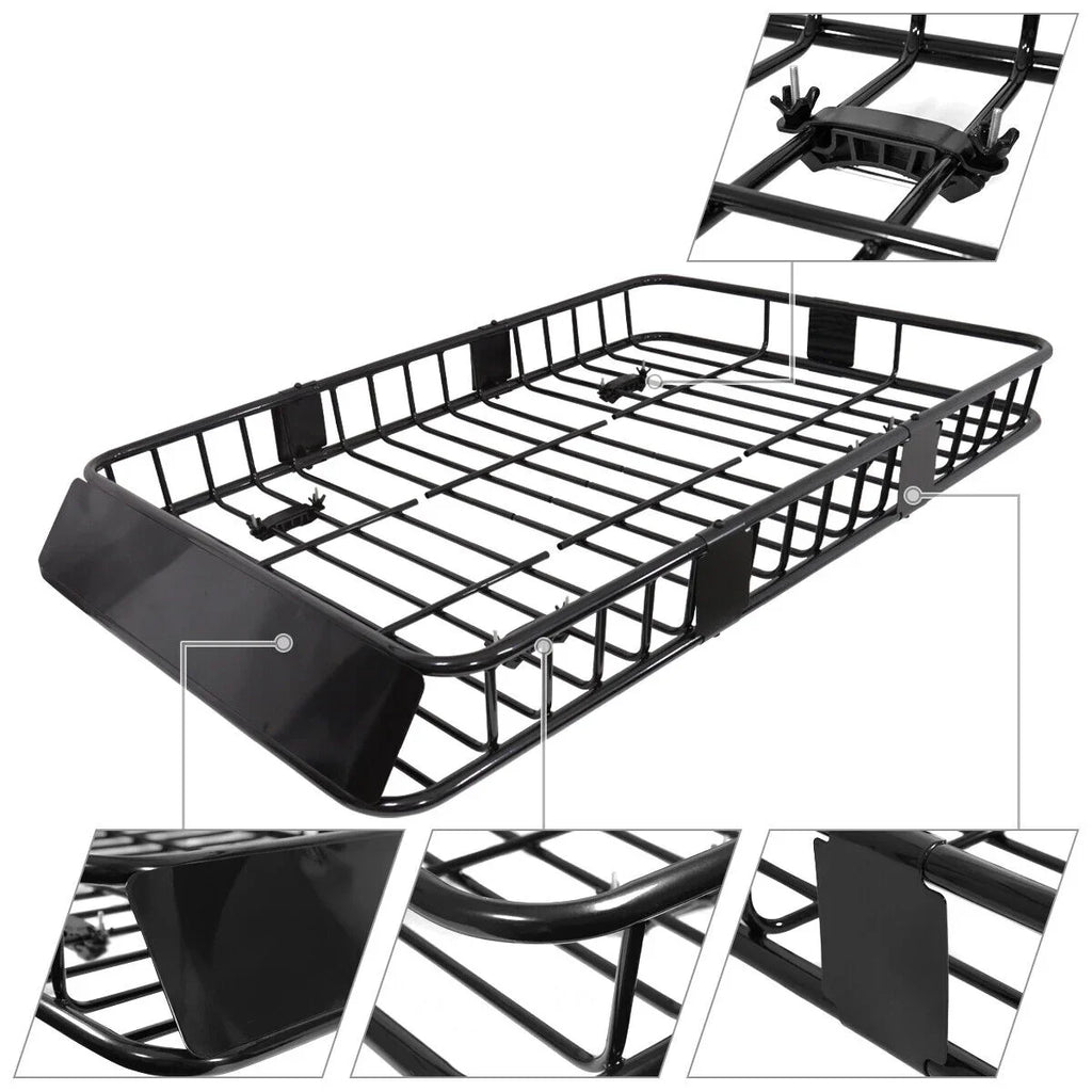 Teledu Roof Rack 64" Extendable Steel Luggage Cargo Carrier Top Basket SUV Truck