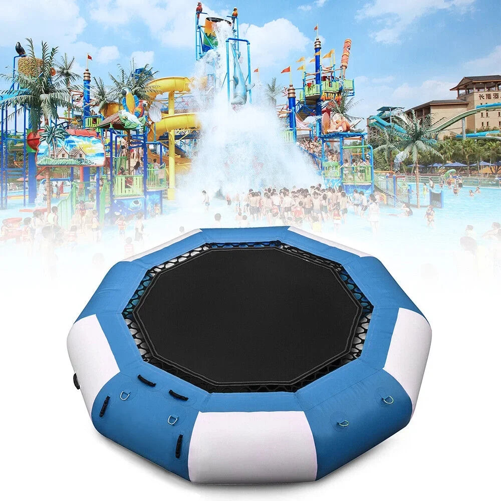 DENEST 17-ft Inflatable liquid Trampoline Swimming Pool Lake Bounce Floating Island moisture Sport Blue Max Capacity 400kg/ 880lbs