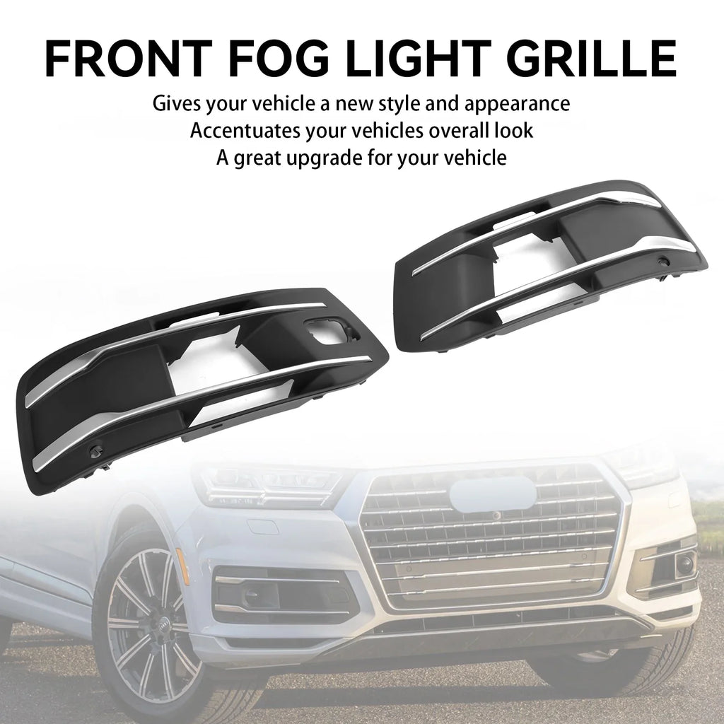 Front Bumper protector Fog Light Grille Bezel Insert Grill Fit for Audi Q7 2016-2019