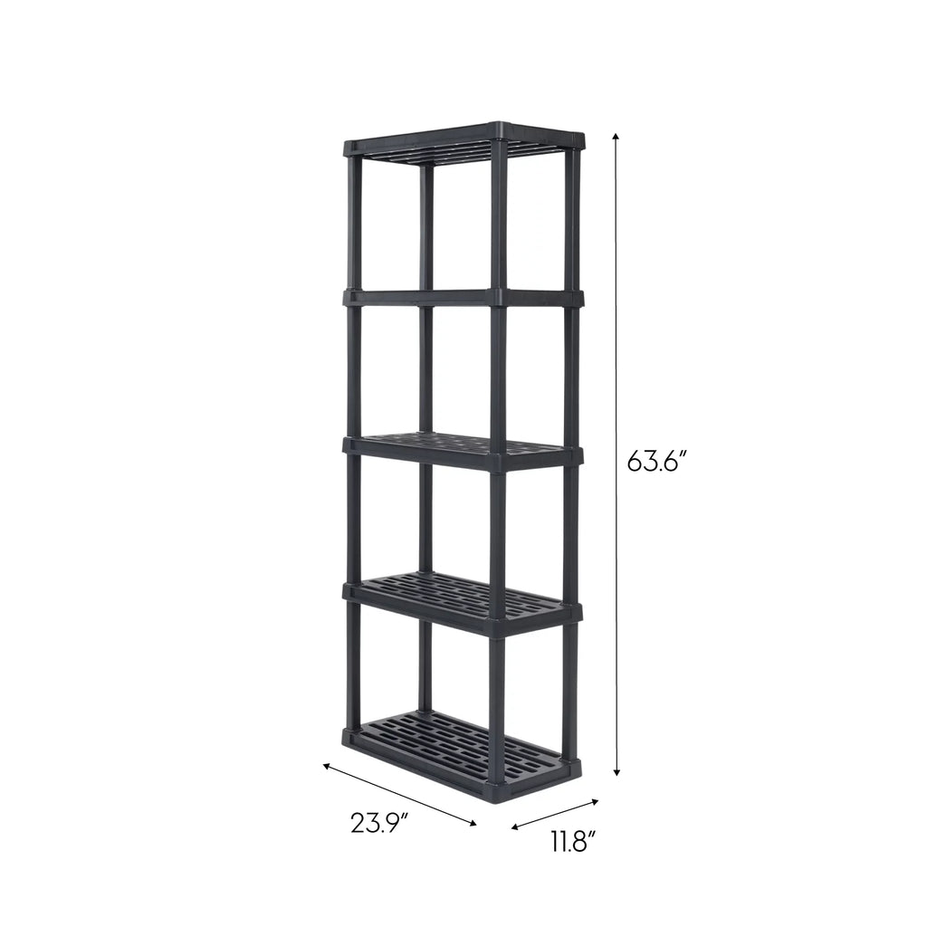 Total Capacity, Black. IRIS USA 5 -Tier Plastic Rack Storage Shelf with 200 lb
