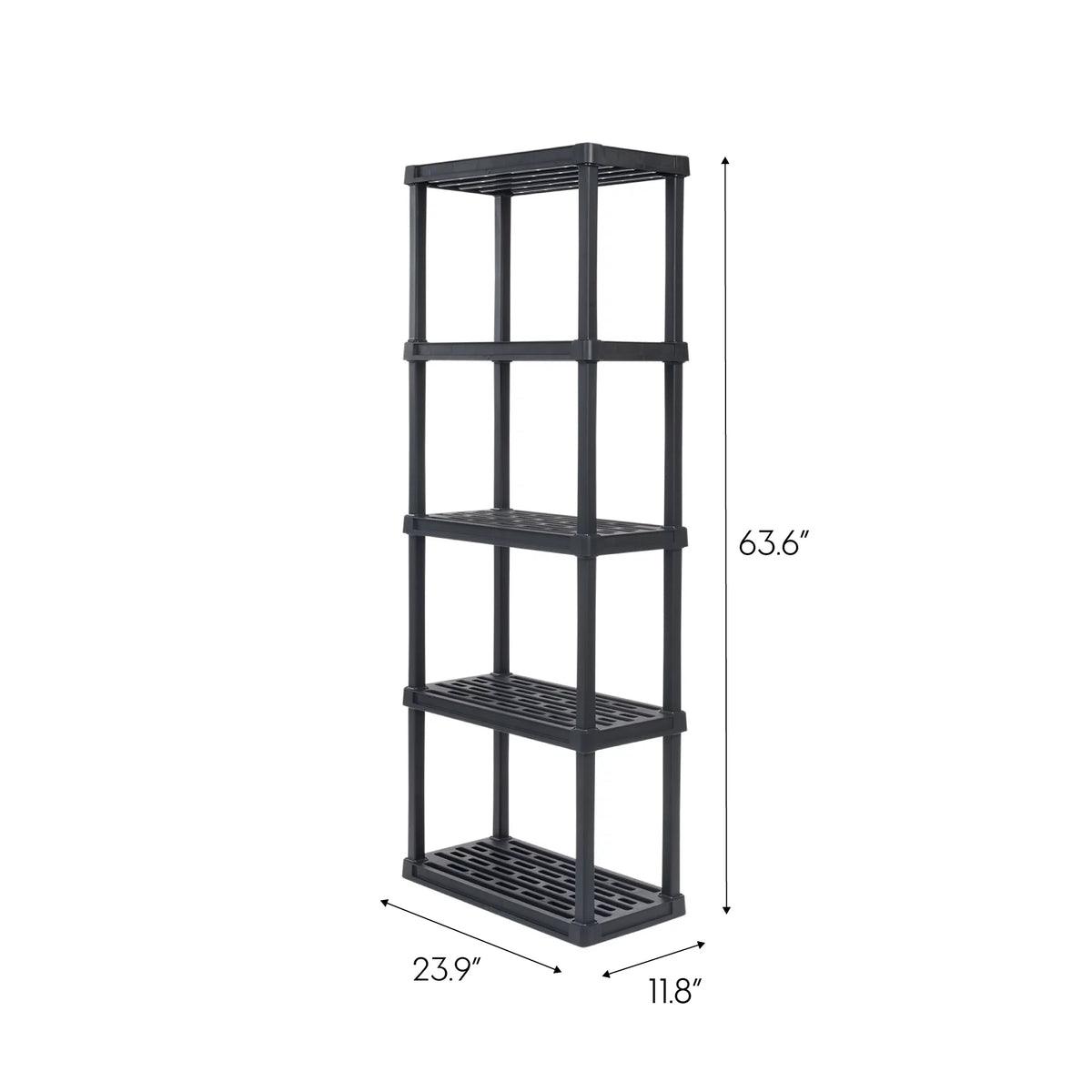 Total Capacity, Black. IRIS USA 5 -Tier Plastic Rack Storage Shelf with 200 lb