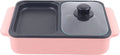 MONIPA 2 in 1 Portable Electric Hot Pot Barbecue Grill Barbecue Hotpot Pan, Non-Stick Stainless Steel Pan (Pink)