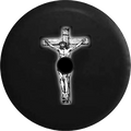 2018 2019 Wrangler JL Backup Camera Jesus on Cross Glowing Blessed Christian Spare Tire protector for Jeep RV 32 Inch