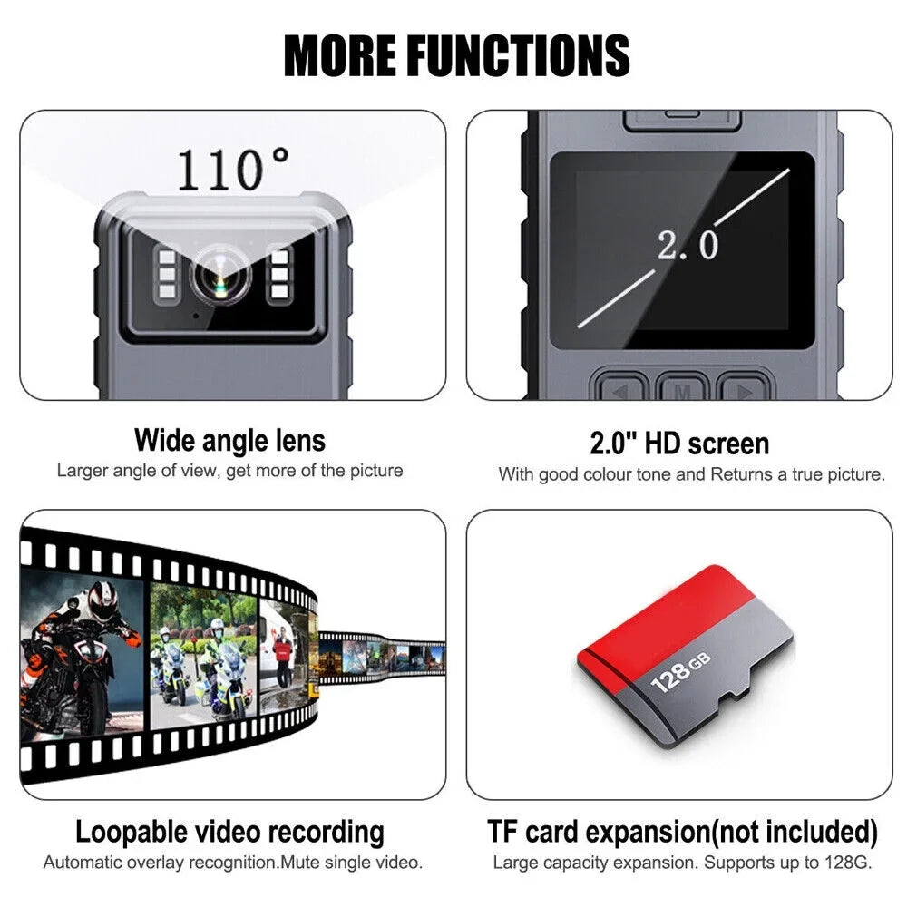 Jahy2Tech Full Colour 2" LCD Screen Black WiFi Action Helmet Cam 1080P HD 300W Camcorder IP67 Waterproof Support 128G Memory Loop Record
