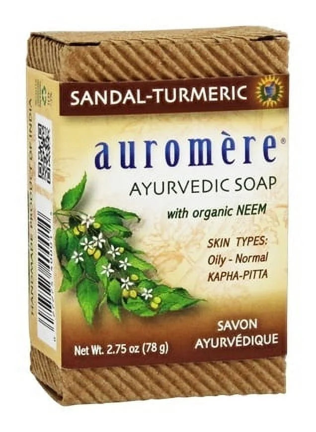 by Auromere (pack of 6). Ayurvedic Bar Soap with Organic Neem Sandal-Turmeric - 2.75 oz