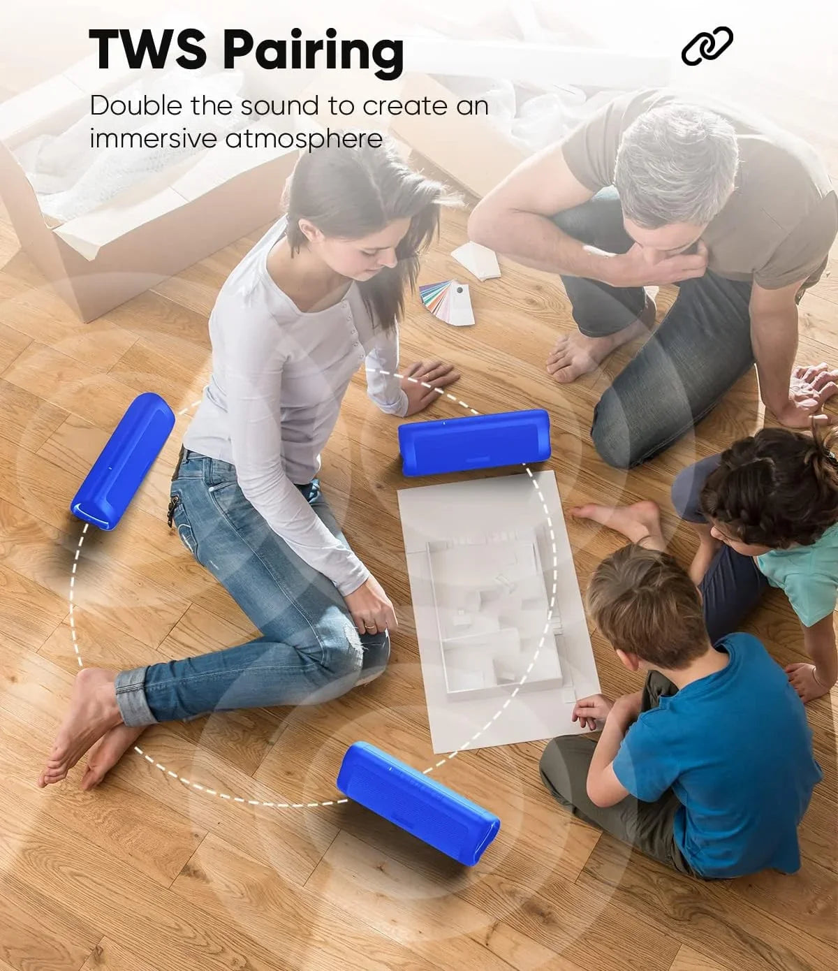 Bluetooth Portable Speakers with HD Sound, IPX5 Waterproof, Up to 24H Playtime, TWS Pairing, BT5.3,