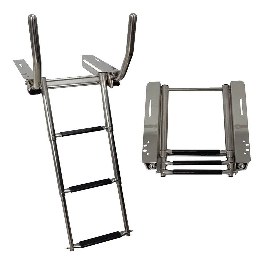 Marine City 316 Stainless Steel Under Platform telescoping Retractable Handrail 3 Steps Ladder for vessel Yacht