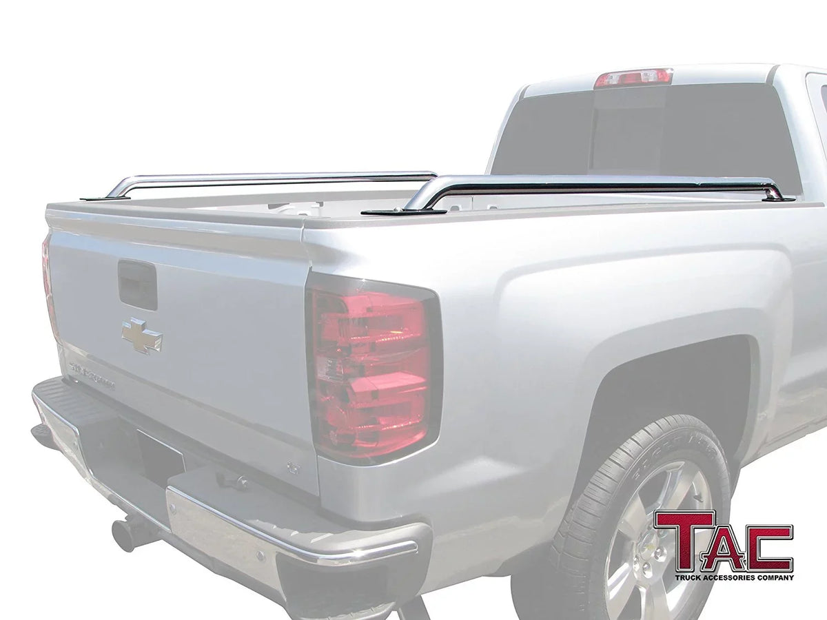 Denali CarbonPro Editions) 304 Stainless Steel Truck Side Rails Accessories 2pcs. TAC Bed Rails Fit 2014-2024 Chevy Silverado/GMC Sierra 1500 6.5ft Standard Bed(Excl