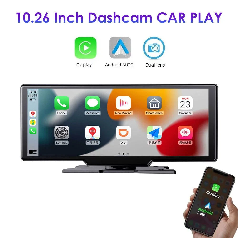 Jahy2Tech 2K Wireless 10.26'' Touch Screen Dual Channel Wifi Car DVR Dash Camera Android Auto ".