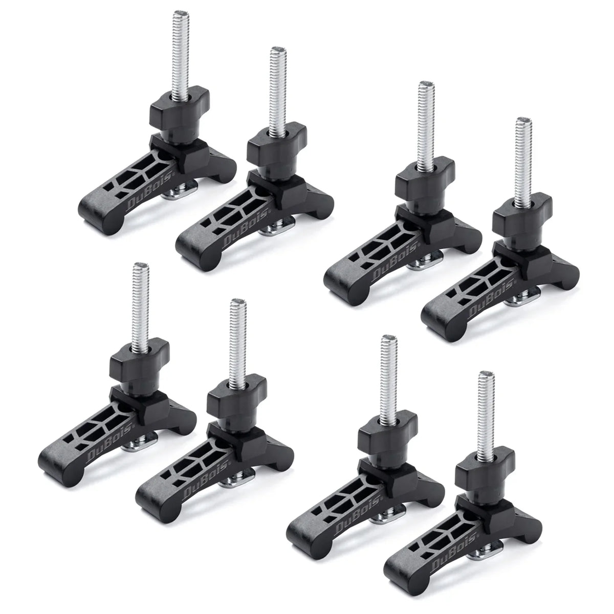 DuBois 51045-P4 Mini T Track Hold Down Clamps Woodworking Series, 3-3/4" x ¾ Reinforced Plastic Clamps with Steel T-Bolts, 8PK