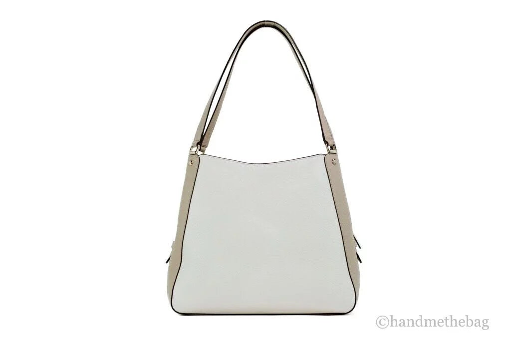 Kate Spade Leila Medium Colorblock Pebbled Leather Triple Compartment Satchel Handbag (Light Sand)