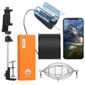 Carevas 1080P Underwater Fishing Camera with APP Control Fishing Live Video Camera Fish Finder with 50M Cable Mobile Phone Holder Bait Cage Carry Case for Ice Lake Sea ship Kayak Fishing