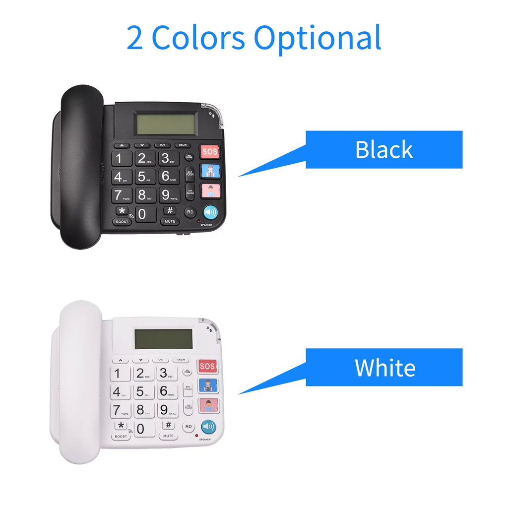 Black Corded Phone with Big Button Desk Landline Phone Telephone Support Hands-Free/Redial/Flash/Speed Dial/Ring Control for Elderly Seniors Home Office Business Hotel