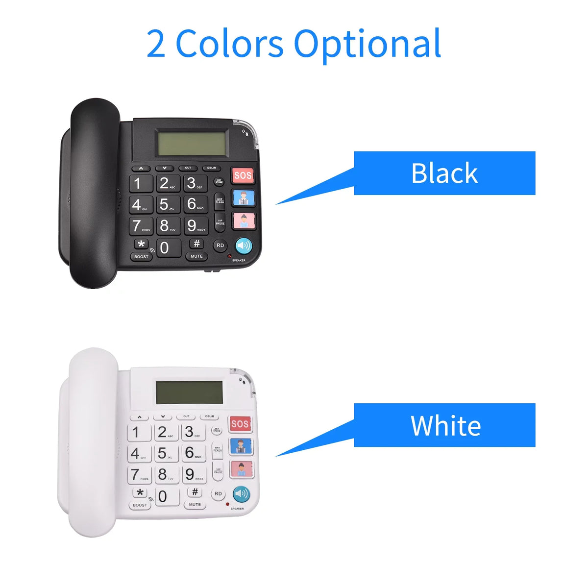 Black Corded Phone with Big Button Desk Landline Phone Telephone Support Hands-Free/Redial/Flash/Speed Dial/Ring Control for Elderly Seniors Home Office Business Hotel