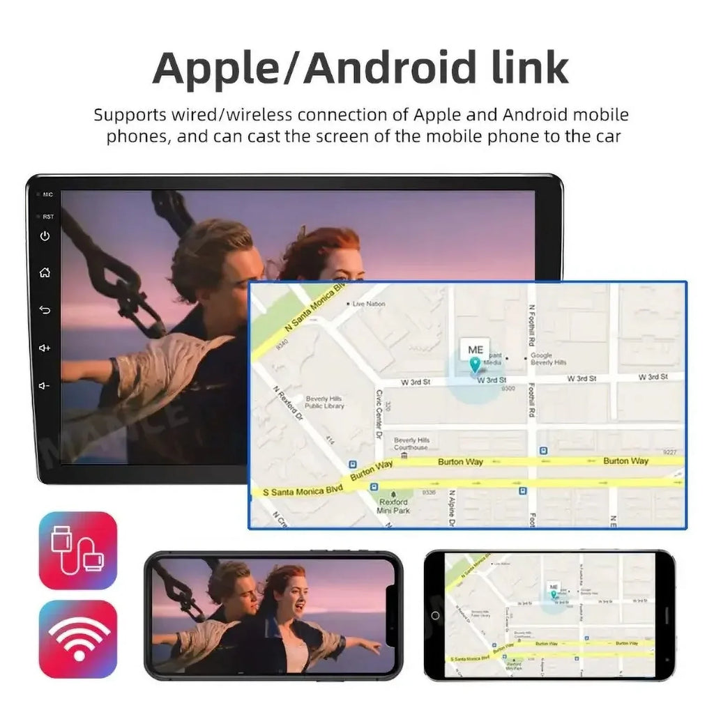 10.1 inches 1280*720 IPS Touchscreen Android 12 2+32GB Car Stereo for Honda Civic 2006-2011 Car Radio Carplay & Android Auto Support Backup Camera GPS Navi FM BT