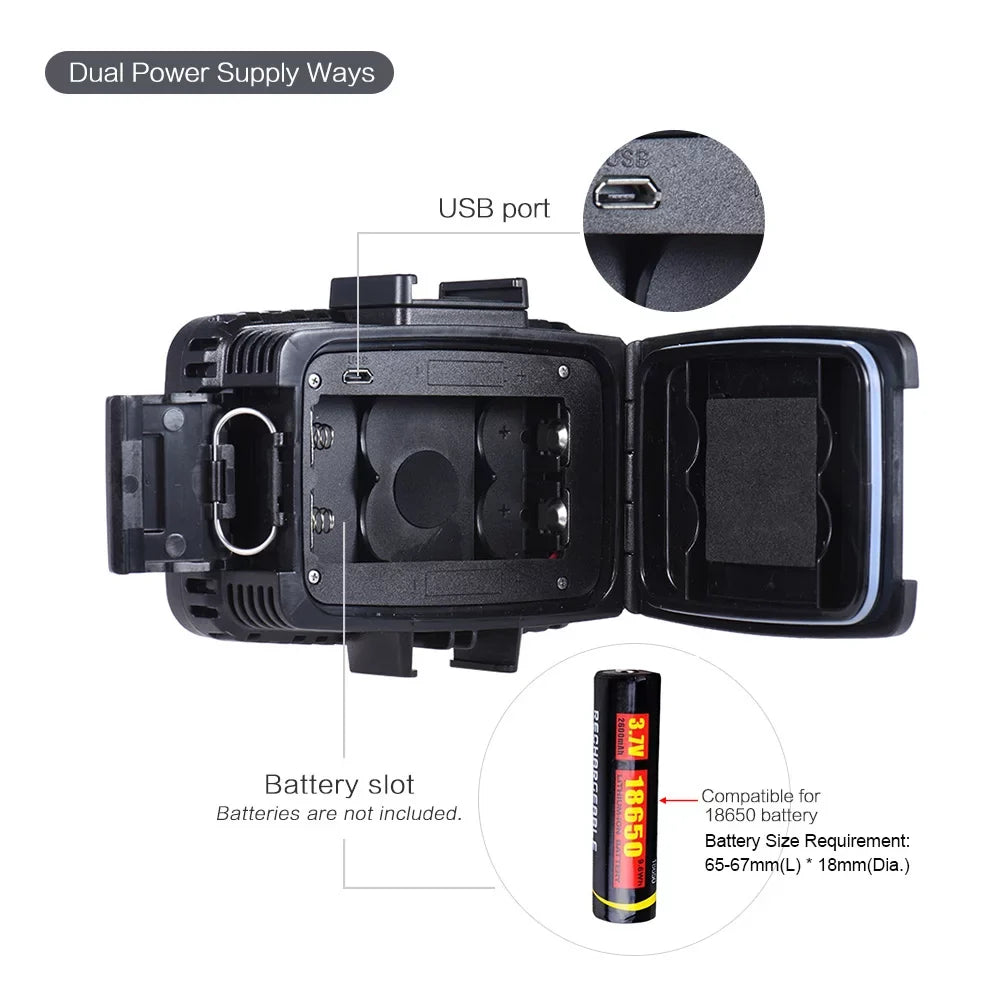 Andoer Ultra Bright 1800LM 3 Modes Waterproof Underwater 40m 5500K 60pcs  Diving Fill-in  Video Studio Photo  for GoPro Hero 10  Yi SJCAM Action Cam & for DSLR  w/ Hot Shoe Mount + 3 * Filte