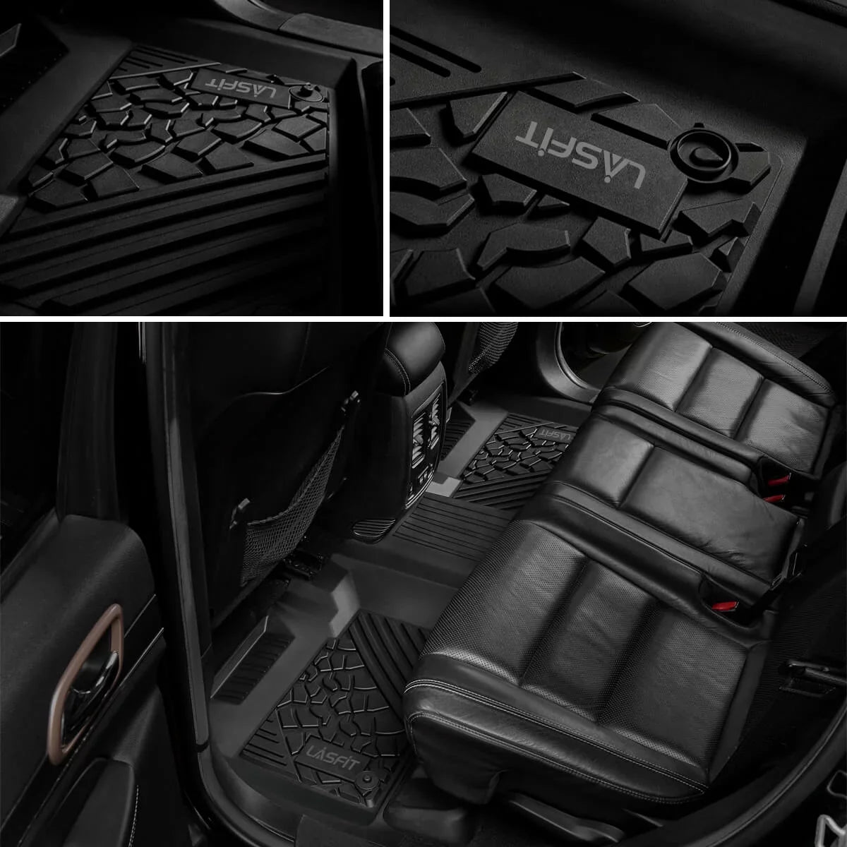 Lasfit Floor Liners for 2013- 2015 Jeep Grand Cherokee （Fit Bench Seating ONLY）,for 2013-2021 Dodge Durango (Fit Bench Seating on 2nd Row only),All atmospheric conditions Fit TPE Floor Mats Set
