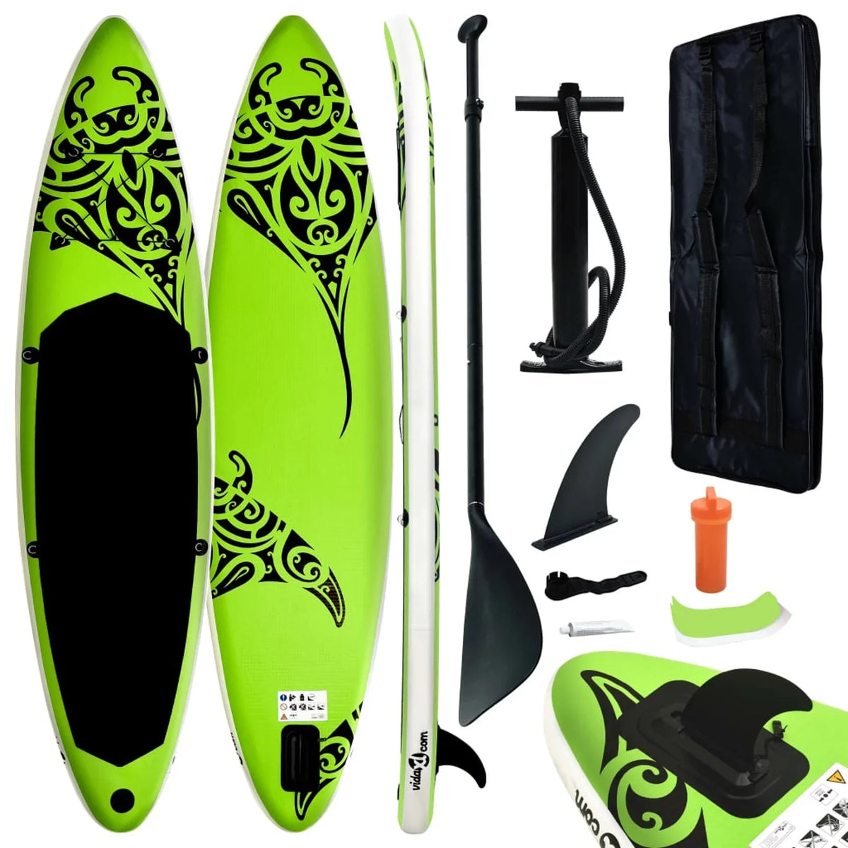 Dcenta Inflatable Paddleboard Set Beach Surfing Board with Oar, Fin, Hand Pump,  Kit and Carrying Bag Surfboard for Adults 144.1 x 29.9 x 5.9 Inches (L x W x H)