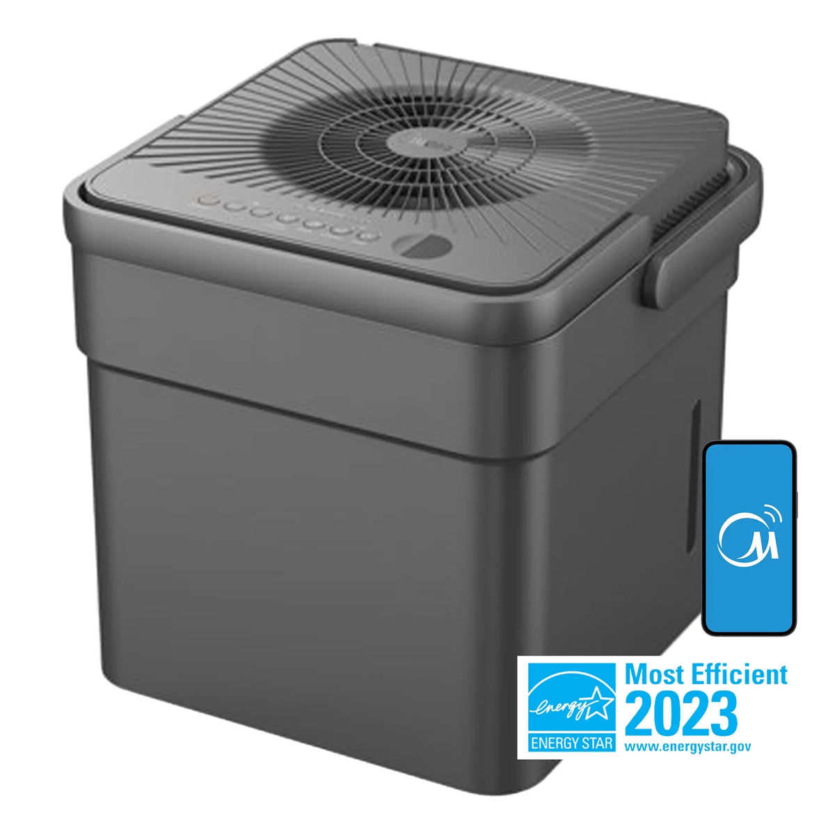 Ft., Gray. Midea 35-Pint Compact Cube Smart Dehumidifier, up to 3500 Sq