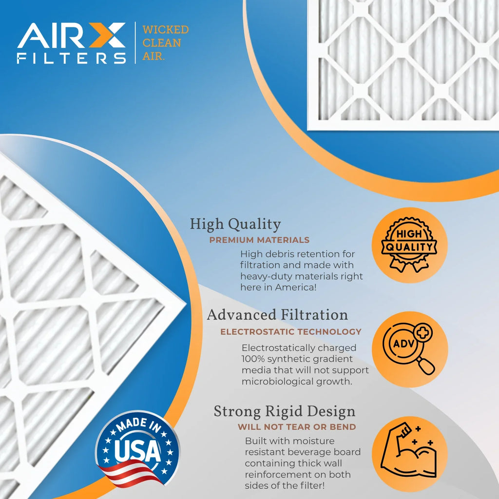 18x24x2 Air Filter MERV 13 Comparable to MPR 1500 - 2200 & FPR 9 Electrostatic Pleated Air Conditioner Filter 6 Pack HVAC AC Premium USA Made 18x24x2 Furnace Filters by AIRX FILTERS WICKED CLEAN AIR.