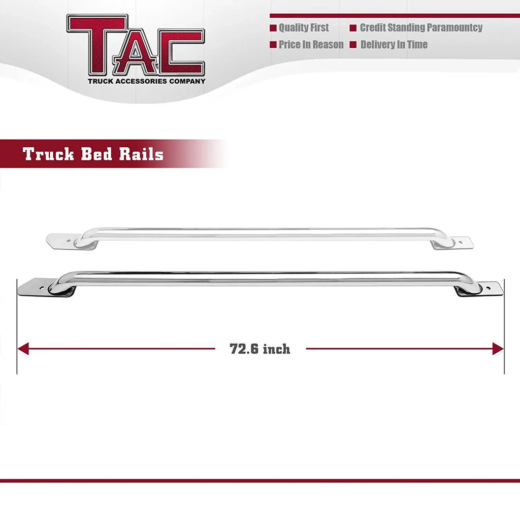 Denali CarbonPro Editions) 304 Stainless Steel Truck Side Rails Accessories 2pcs. TAC Bed Rails Fit 2014-2024 Chevy Silverado/GMC Sierra 1500 6.5ft Standard Bed(Excl