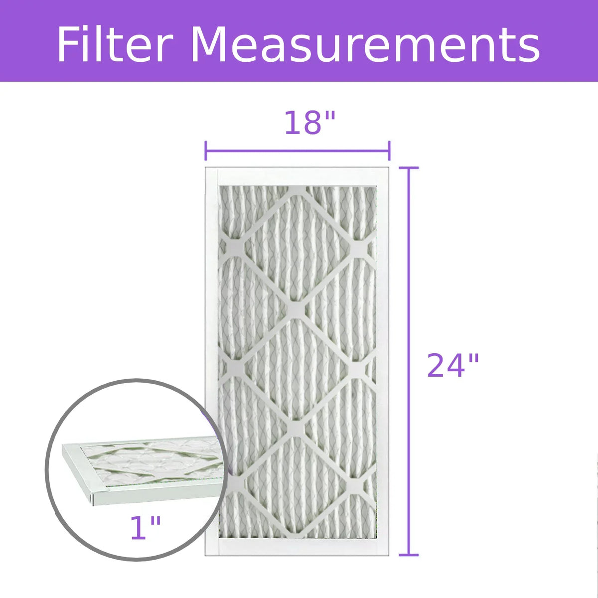 18x24x1, Purolator DMK80 Extended Surface Pleated Air Filter, Mechanical MERV 8, (6 Pack)