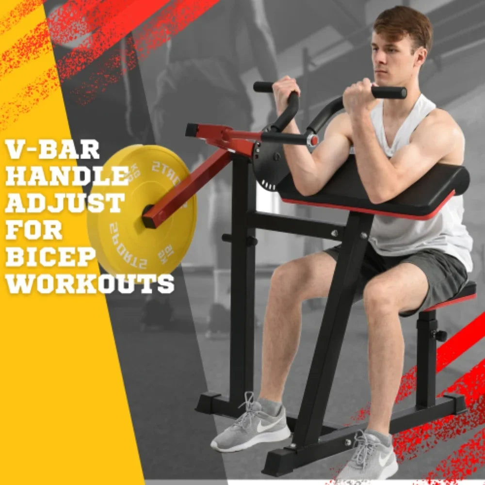Leg Extension Curl Machine Exercises Strength Standard Bench with Adjustable Preacher Curl for Home Gym