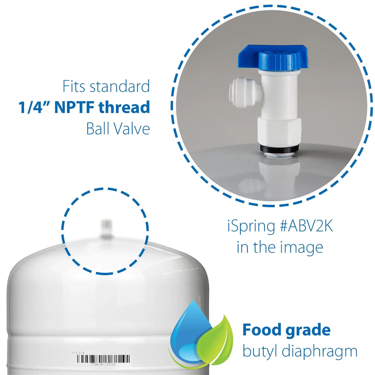 iSpring T55M 5.5 Gallon Residential Pre-Pressurized aqua Storage Tank for Reverse Osmosis (RO) Systems