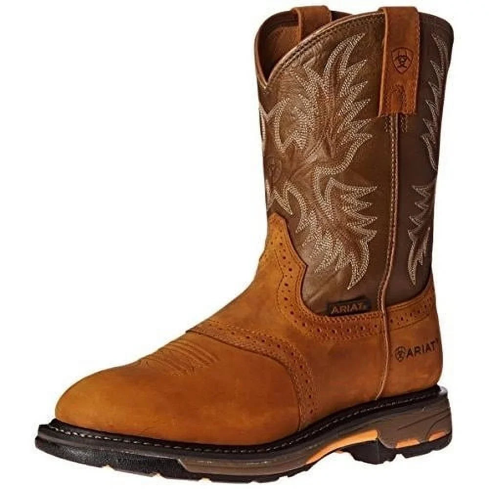 ARIAT WORK Mens 10" WorkHog Soft Toe Pull-On Work Boot Aged Bark - 10001188 AGED BARK