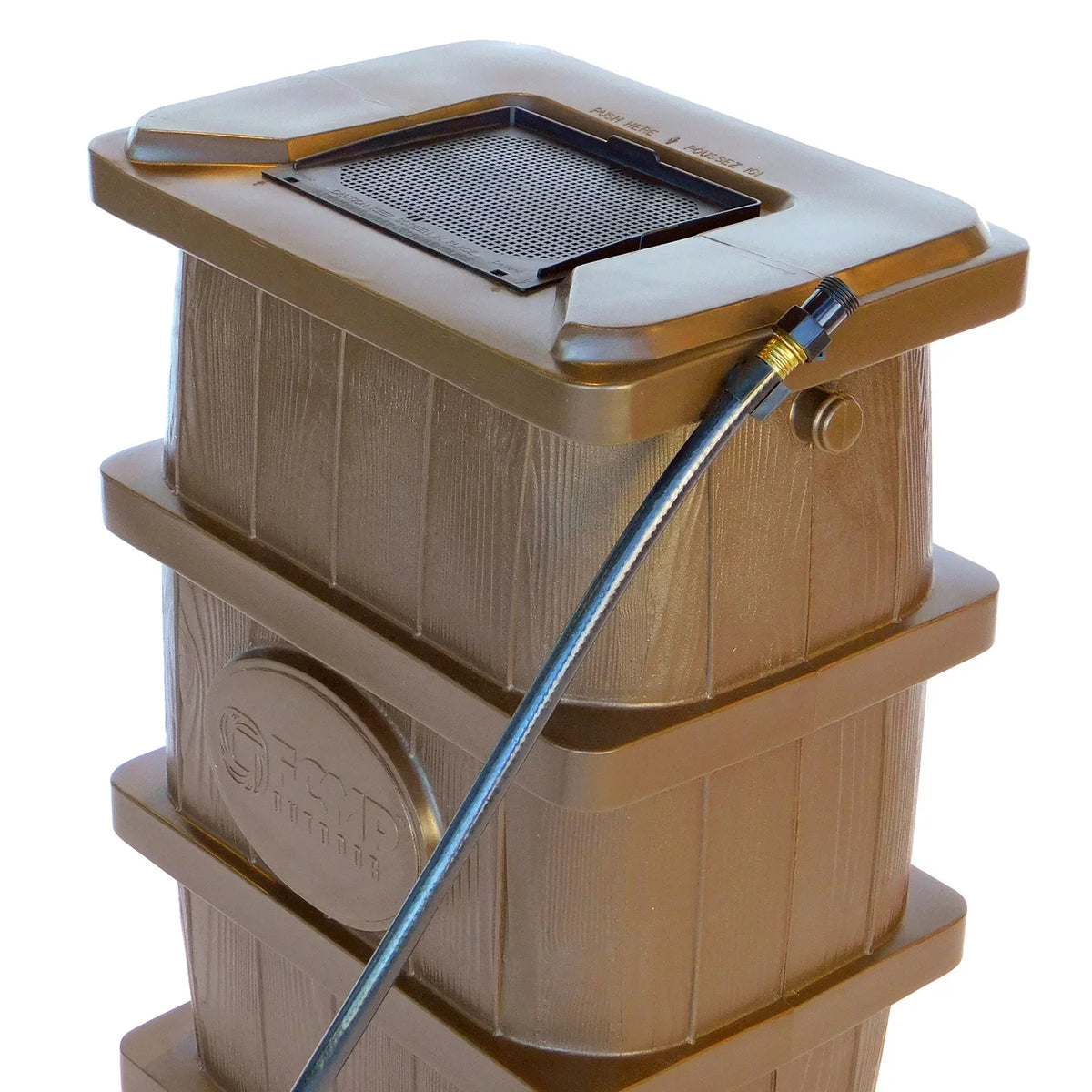 FCMP Outdoor 45 Gal Wood Grain Rain moisture Catcher Barrel, Brown (2 Pack)